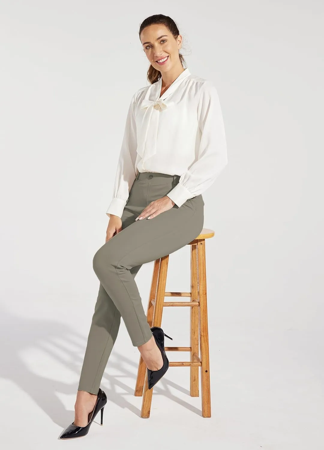 Willit Women's Yoga Dress Pants Skinny Work Slacks Leggings Slim Fit Stretch Office Casual Pants Pockets 27"/28"/29"/30"