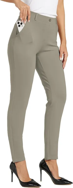 Willit Women's Yoga Dress Pants Skinny Work Slacks Leggings Slim Fit Stretch Office Casual Pants Pockets 27"/28"/29"/30"
