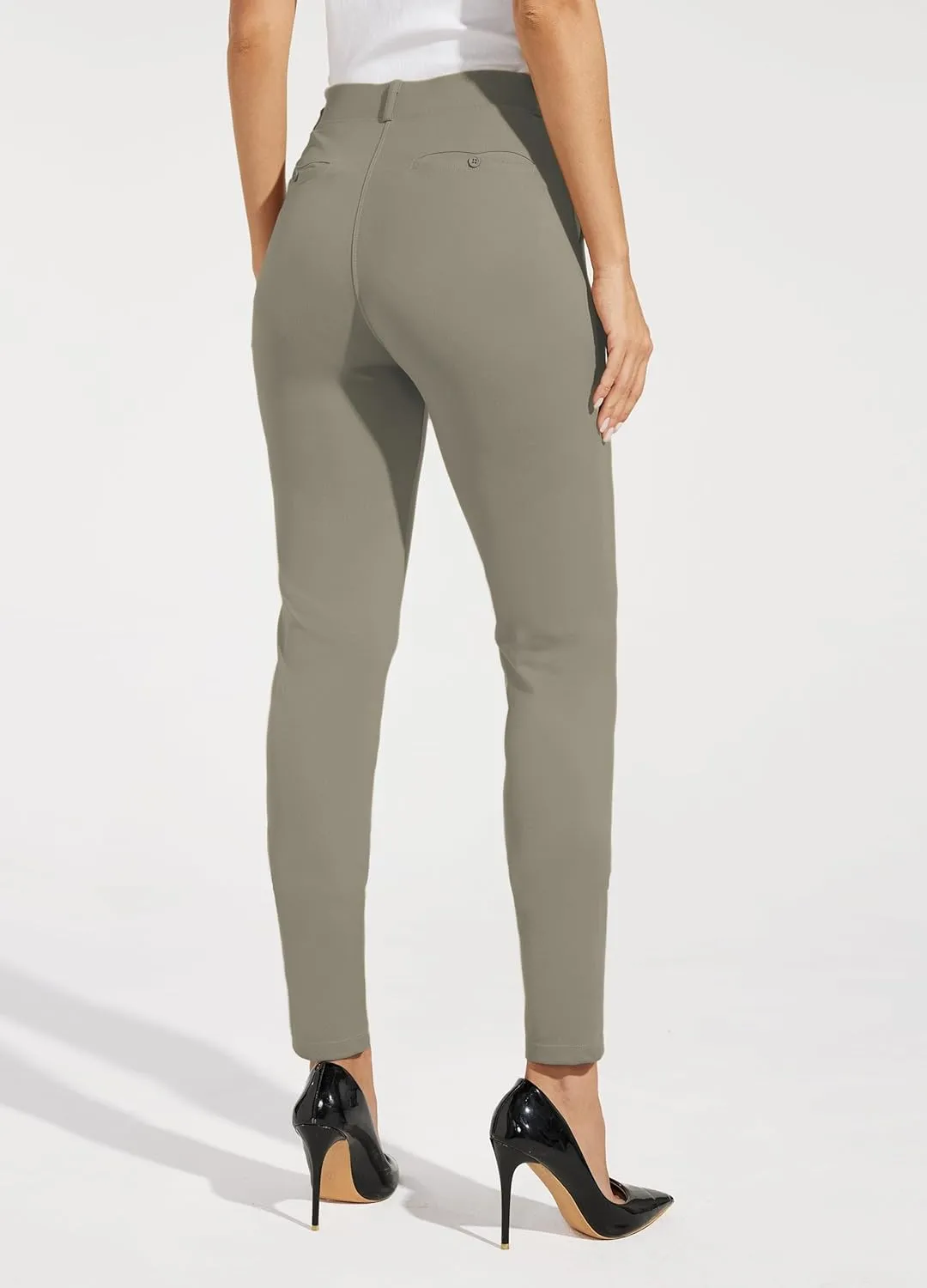 Willit Women's Yoga Dress Pants Skinny Work Slacks Leggings Slim Fit Stretch Office Casual Pants Pockets 27"/28"/29"/30"