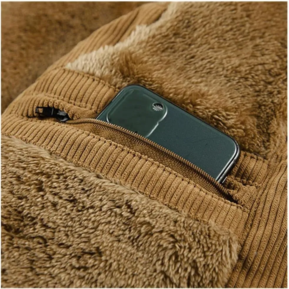 Winter Wool Vest Men Cotton Padded Warm Jacket Sleeveless Coat Stand Collar Waistcoat Corduroy Outwear