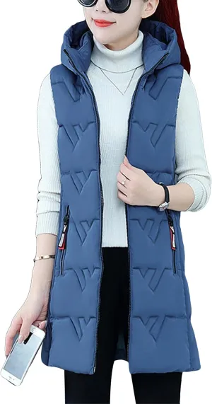 WIWIQS Women's Casual Sleeveless Warm Vest Lightweight Quilted Puffer Vest with Pockets