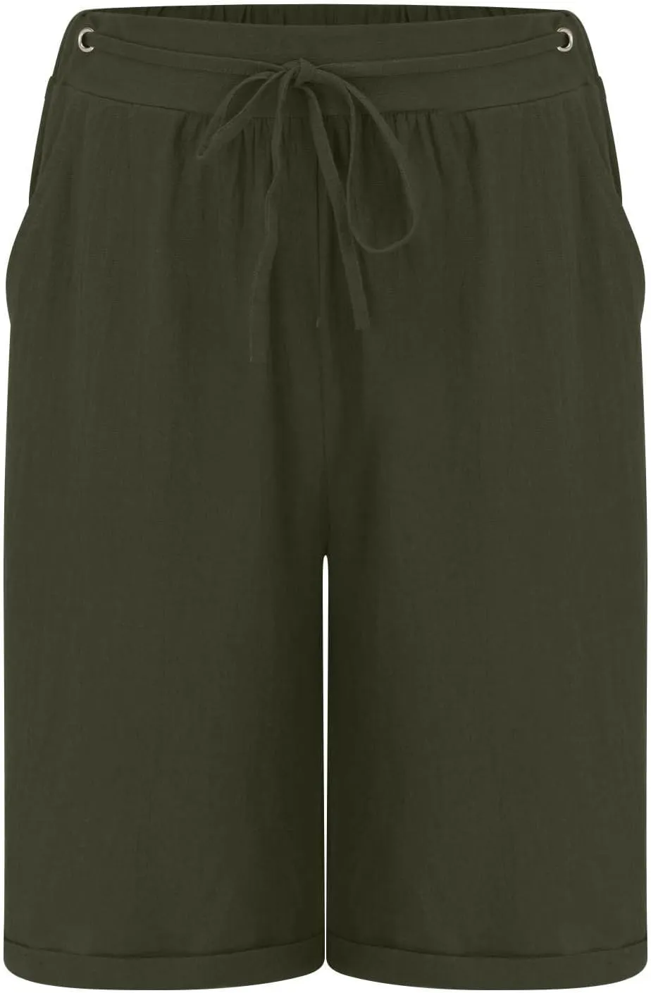 Wkishenl Womens Shorts Casual Drawstring Elastic High Waisted Bermuda Short 2025 Summer Fashion Business Pants with Pockets