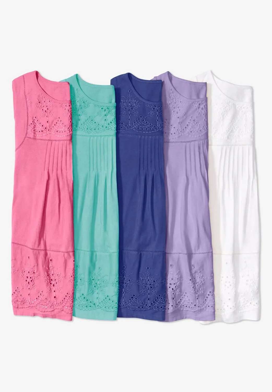 Woman Within Plus Size Embroidered Eyelet Pintucked Tunic