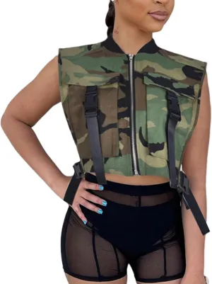 Women 2024 Summer Fashion Causal Denim Vest Sexy Tank Tops Relax Fit Cropped Jean Vest Jacket