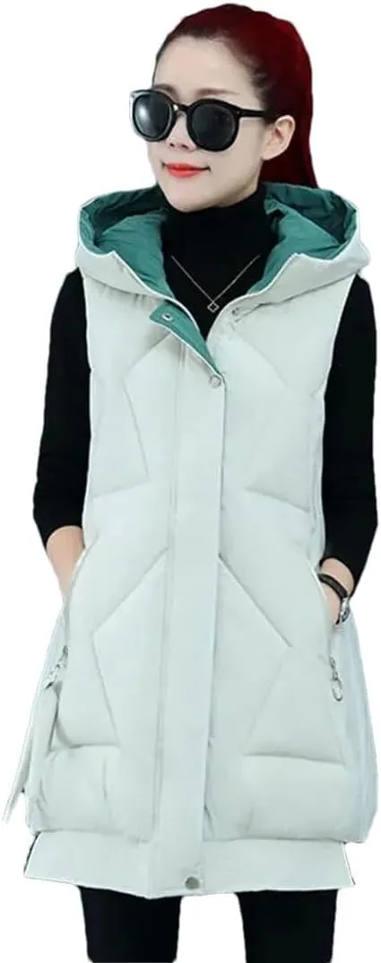 Women Cotton Vests Winter Hooded Waistcoat Korean Loose Down Cotton Coats Thicken Warm Padded Jacket Sleeveless Vests