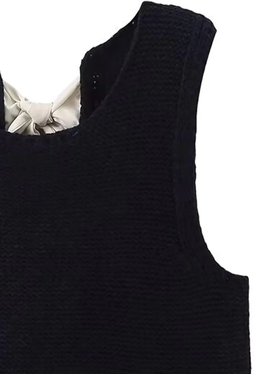 Women Knit Waistcoat Bow Tie Open Back Sweater Vest Top Slim Fit Casual Crop Cardigan Sleeveless Pullover