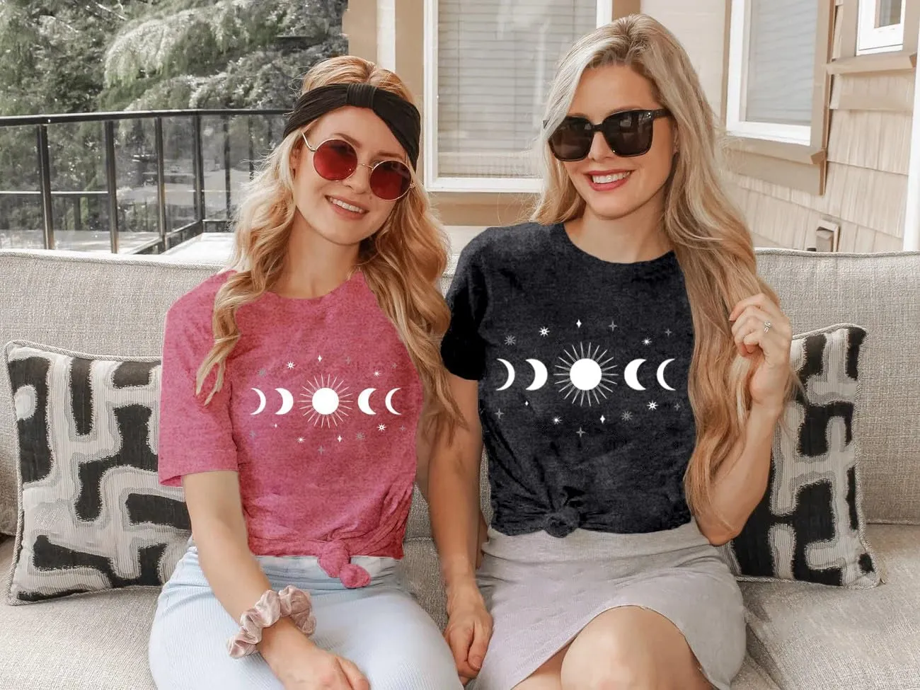 Women Moon Phase Shirts Astronomy T-Shirt Astology Lover Tee Celestial Tops