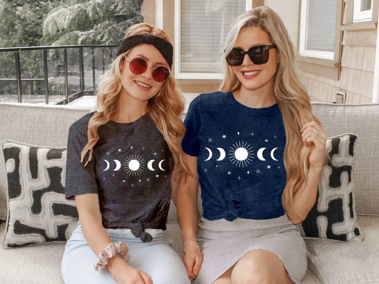 Women Moon Phase Shirts Astronomy T-Shirt Astology Lover Tee Celestial Tops
