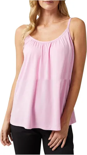 Women Plus Size Tank Top Built-in Bra Spaghetti Strap Camisole Scoop Neck Sleeveless Cami Top Loose Flowy Tunic Shirt