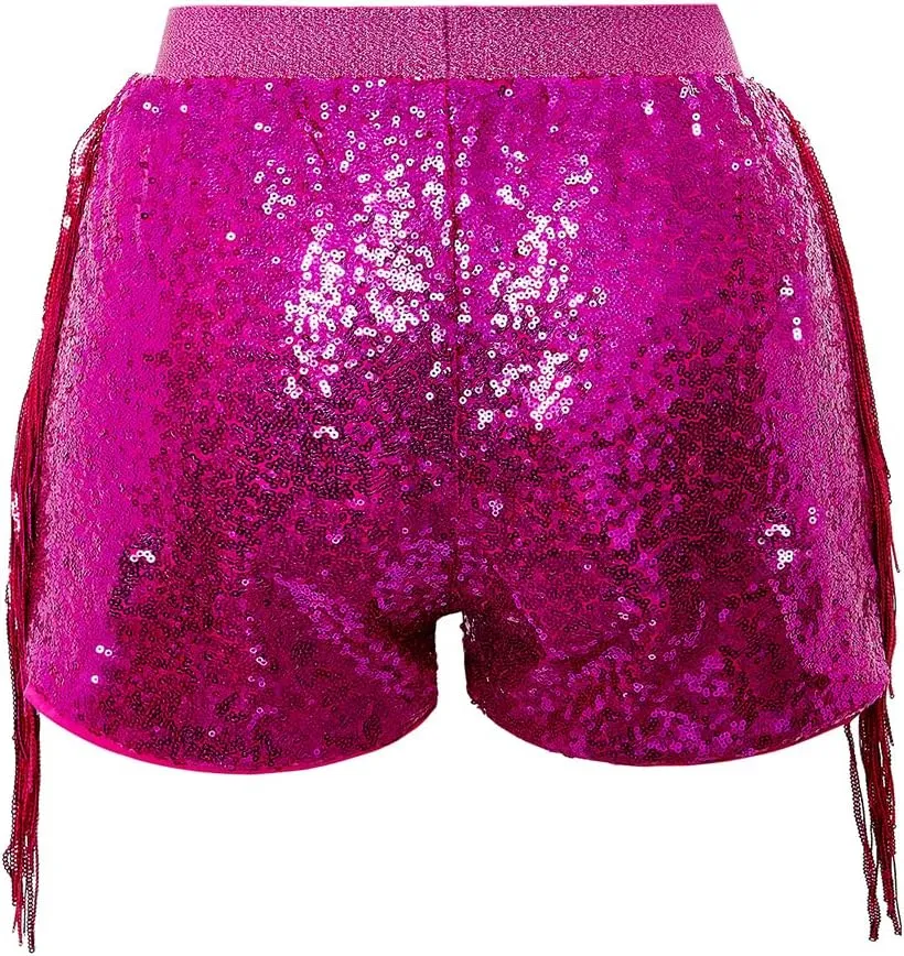 Women Shorts Tessel Sequin Sparkle Short Pants Ladies Birthday Party Shorts Halloween Clothes