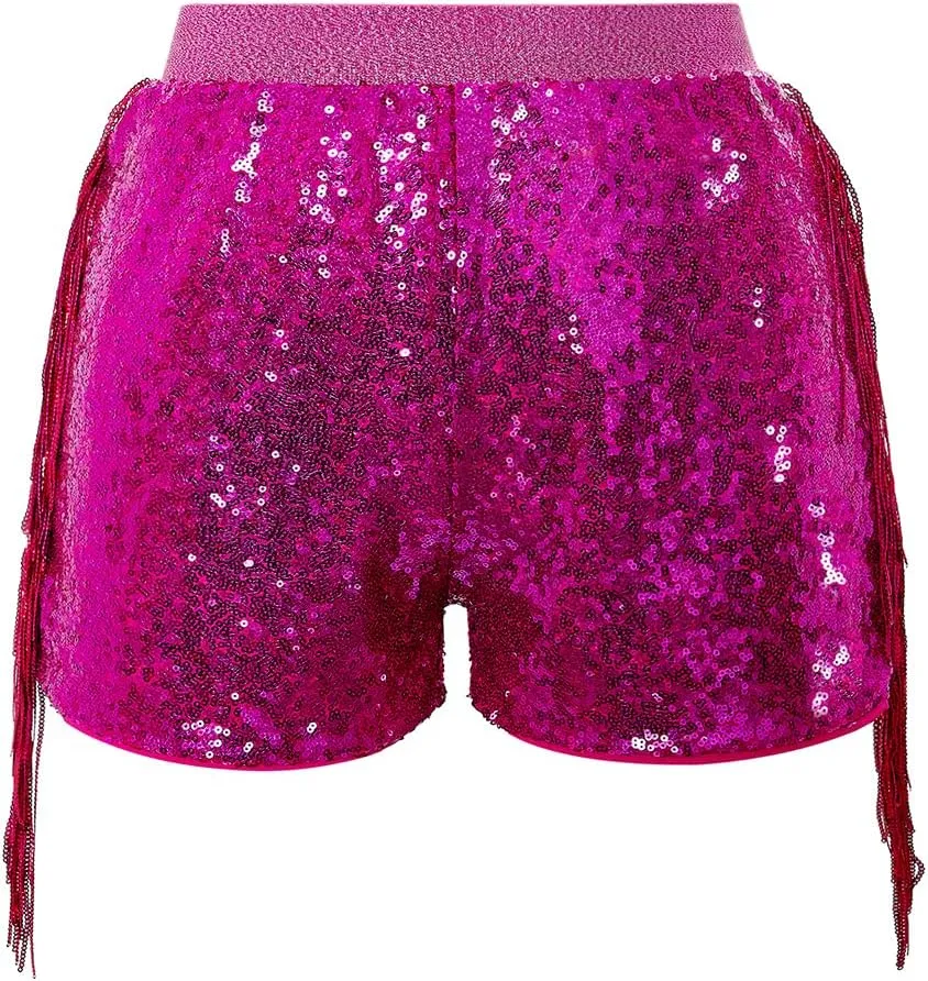 Women Shorts Tessel Sequin Sparkle Short Pants Ladies Birthday Party Shorts Halloween Clothes