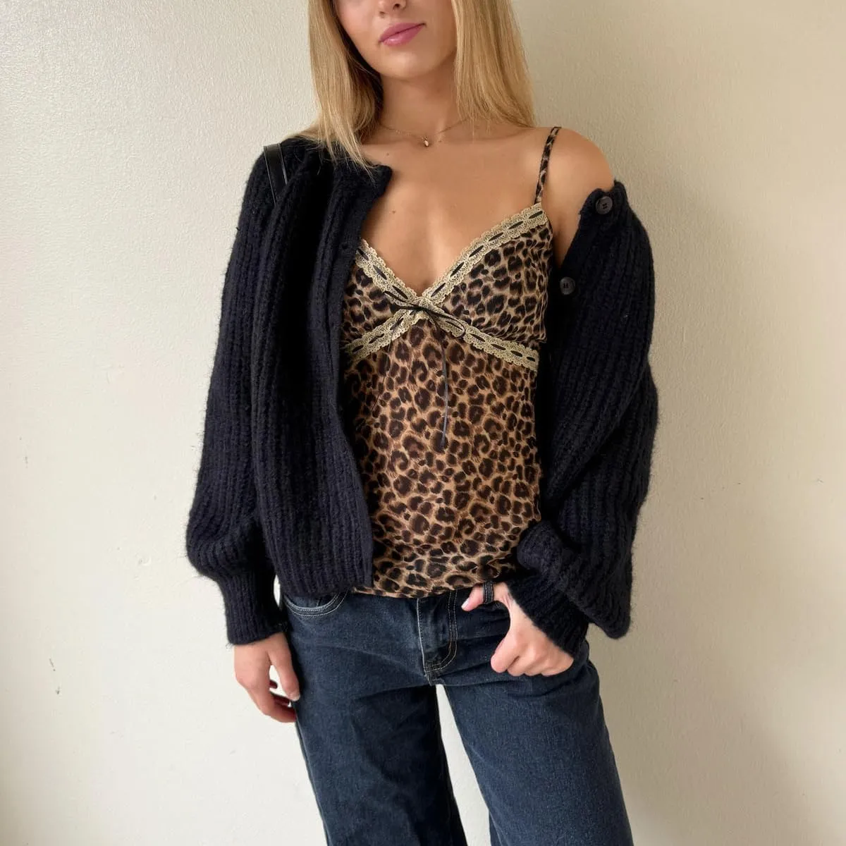 Women Y2k Cami Tank Top Sexy Leopard Print Lace Trim Sleeveless Cami Top Summer Going Out Camisole Coquette Clubwear