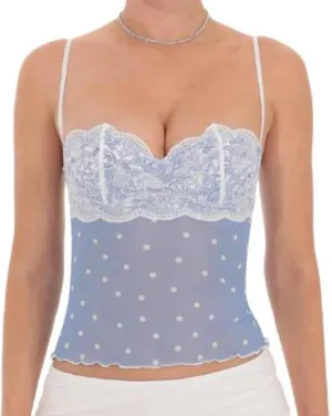 Women Y2K Lace Floral Camisole Sleeveless Spaghetti Strap Slim Fit Crop Top Aesthetic Lace Trim Ruffle Hem Tank Top