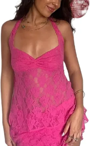 Women Y2K Lace Trim Cami Top LowCut Spaghetti Strap Camisoles Square Neck Backless Cami Crop Tops Going Out Tank Top