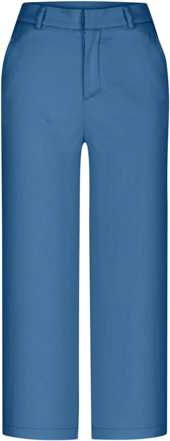Womens Capri Pants Dressy Business Casual Dress Pants High Waisted Wide Leg Capris Summer Work Trousers with Pockets