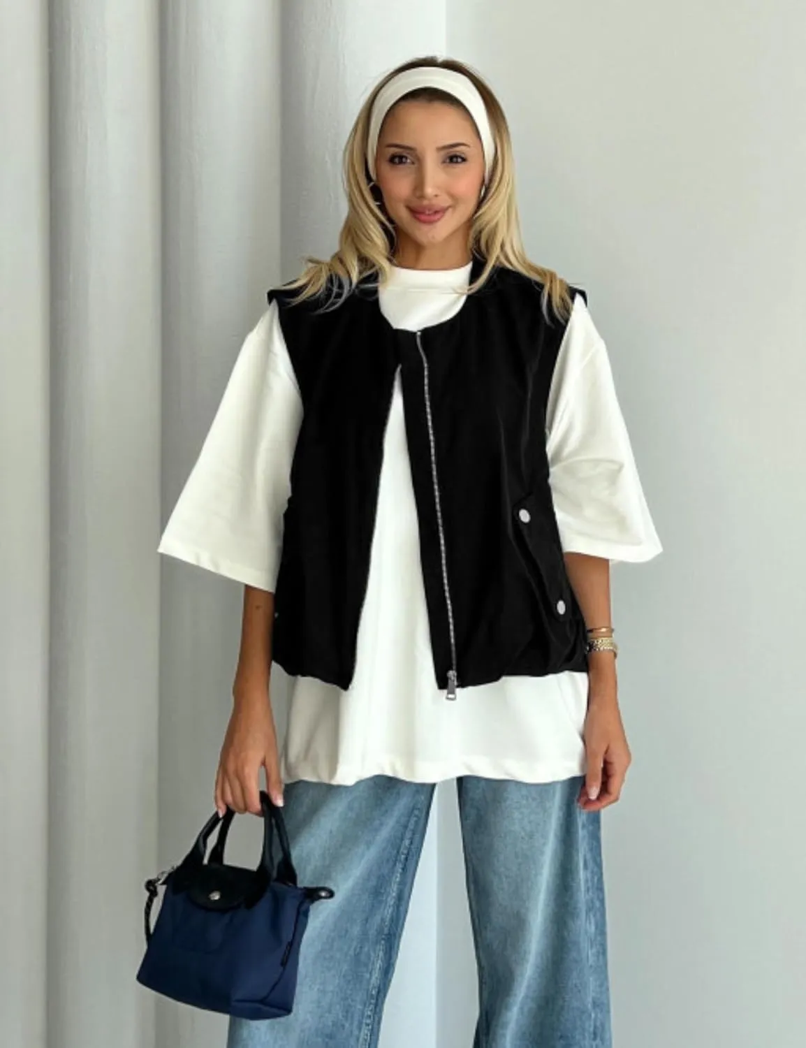 Women's Casual Zip Up Cargo Vest Cropped Sleeveless Ruched Hem Blazer Jackets Tops with Pockets