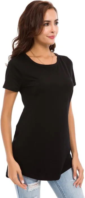 Women's Cotton T-Shirts Short Sleeve Loose Comfy Basic Plain Tunic Tee