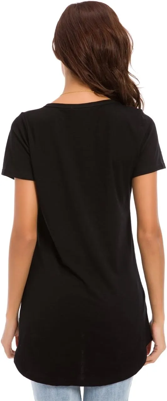 Women's Cotton T-Shirts Short Sleeve Loose Comfy Basic Plain Tunic Tee