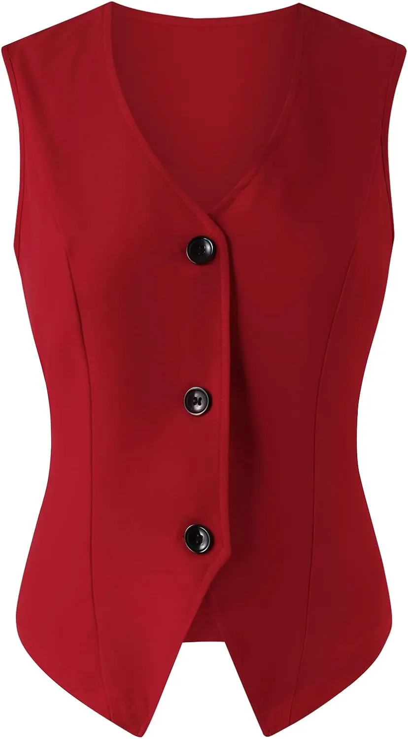 Women's Cropped Suit Vest V Neck 2025 Single Breasted Button Down V Neck Business Casual Dressy Waistcoat Vest Tops