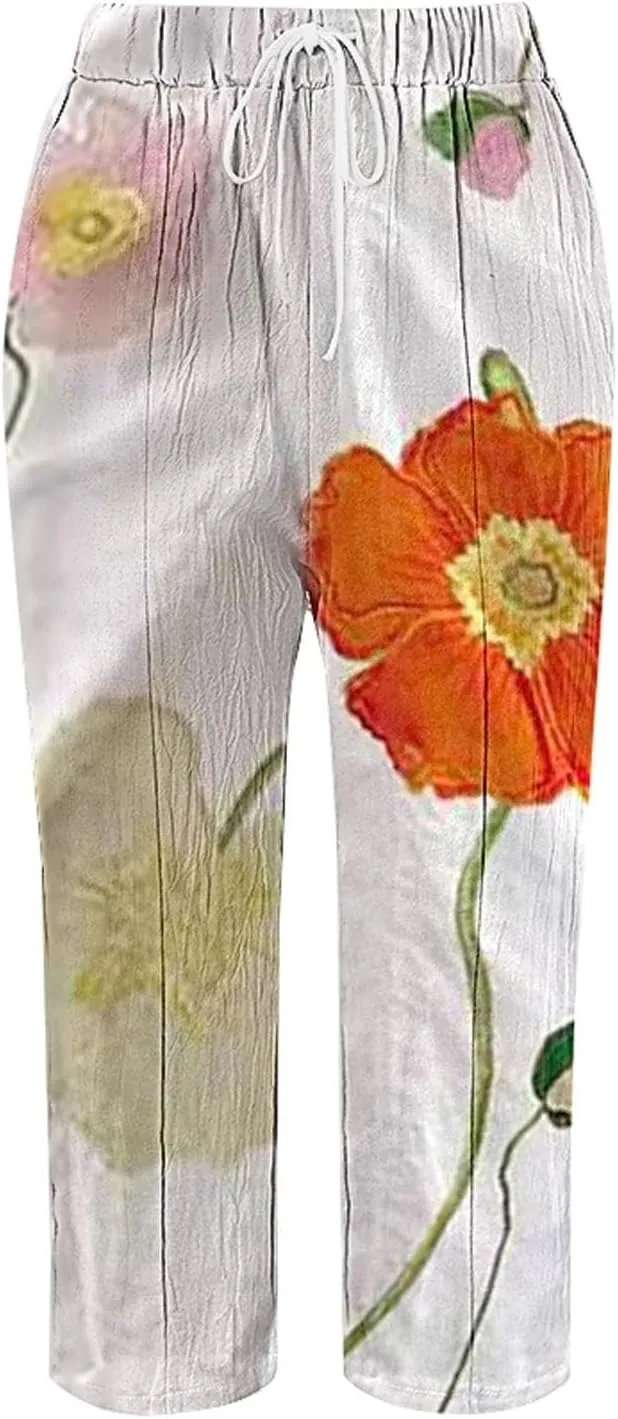 Women's Pants and Summer Casual Drawstring Pants Petite Summer Beachwear Compression Leggings for Women High Waisted