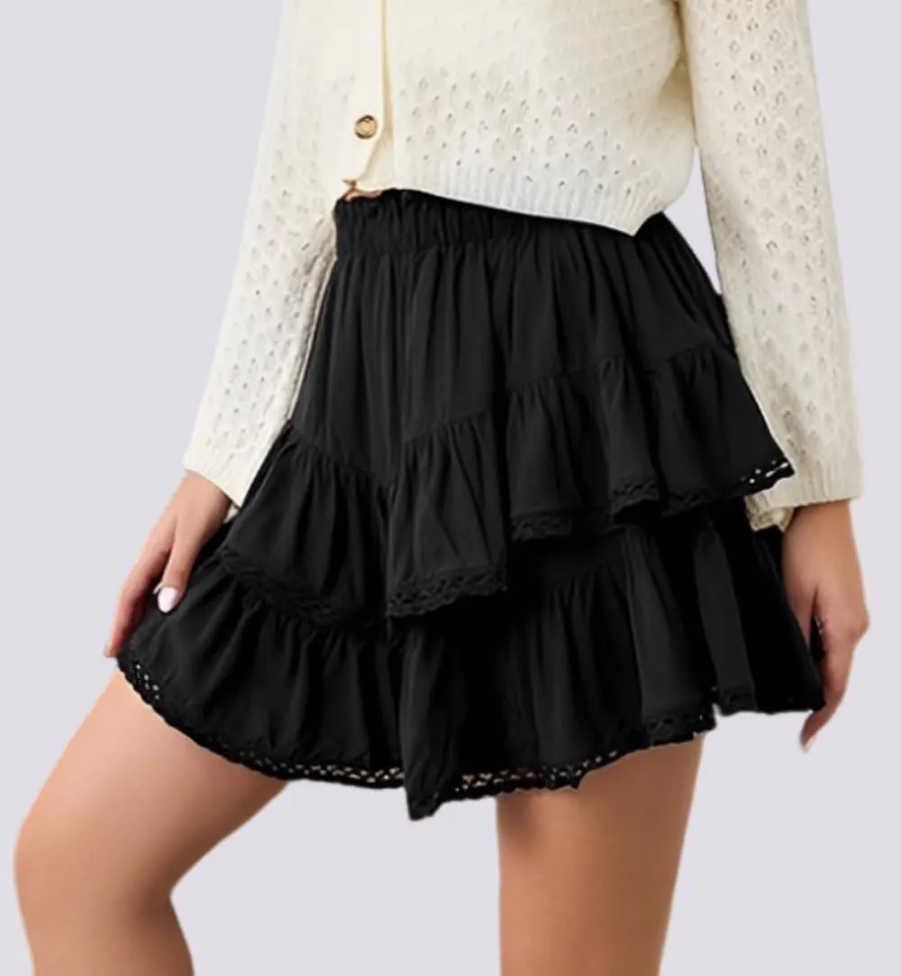 Women's Pleated Beach Skirt High Waist Athletic Tennis Skorts for Woman Mini Boho Ruffle Trendy Golf Short