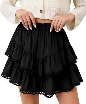 Women's Pleated Beach Skirt High Waist Athletic Tennis Skorts for Woman Mini Boho Ruffle Trendy Golf Short