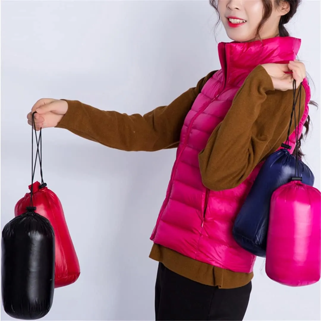 Women's Portable Duck Down Vest Jacket Winter Ultralight Sleeveless Duck Down Windproof Warm Vest