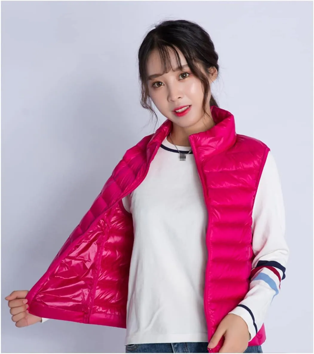 Women's Portable Duck Down Vest Jacket Winter Ultralight Sleeveless Duck Down Windproof Warm Vest