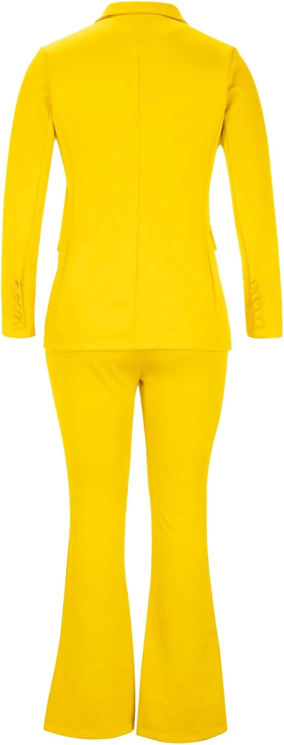 Womens Premium Formal Suit Sets Aesthetic Business Work Blazer Sets Slim Fit Suit Top Straight Leg Flare Bootleg Pant