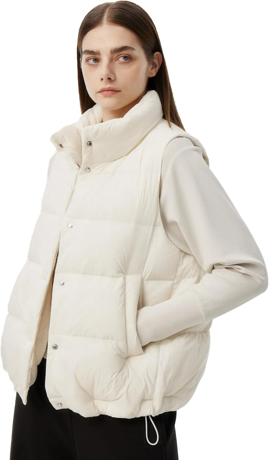 Women's Puffer Vest Lightweight Down Padded Stand Collar Quilted Outerwear