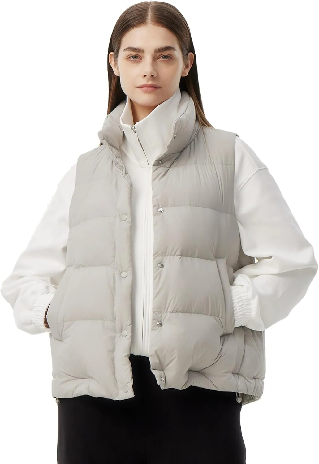 Women's Puffer Vest Lightweight Down Padded Stand Collar Quilted Outerwear