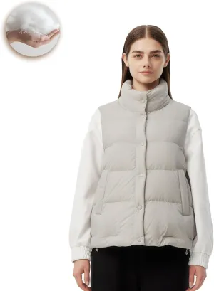 Women's Puffer Vest Lightweight Down Padded Stand Collar Quilted Outerwear