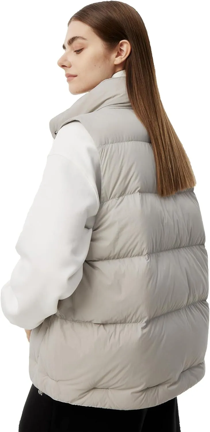 Women's Puffer Vest Lightweight Down Padded Stand Collar Quilted Outerwear