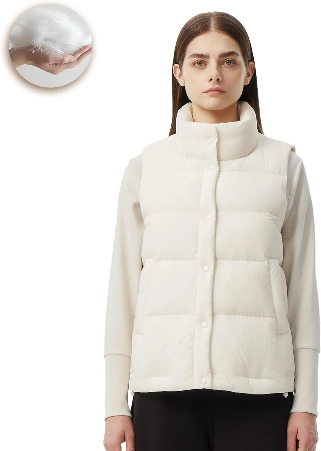 Women's Puffer Vest Lightweight Down Padded Stand Collar Quilted Outerwear