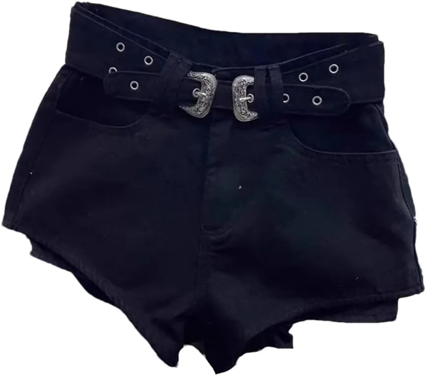Women's Retro Brown Shorts High Waist Personalized Wide Leg Hot Pants Shorts