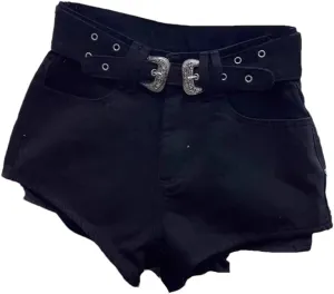 Women's Retro Brown Shorts High Waist Personalized Wide Leg Hot Pants Shorts