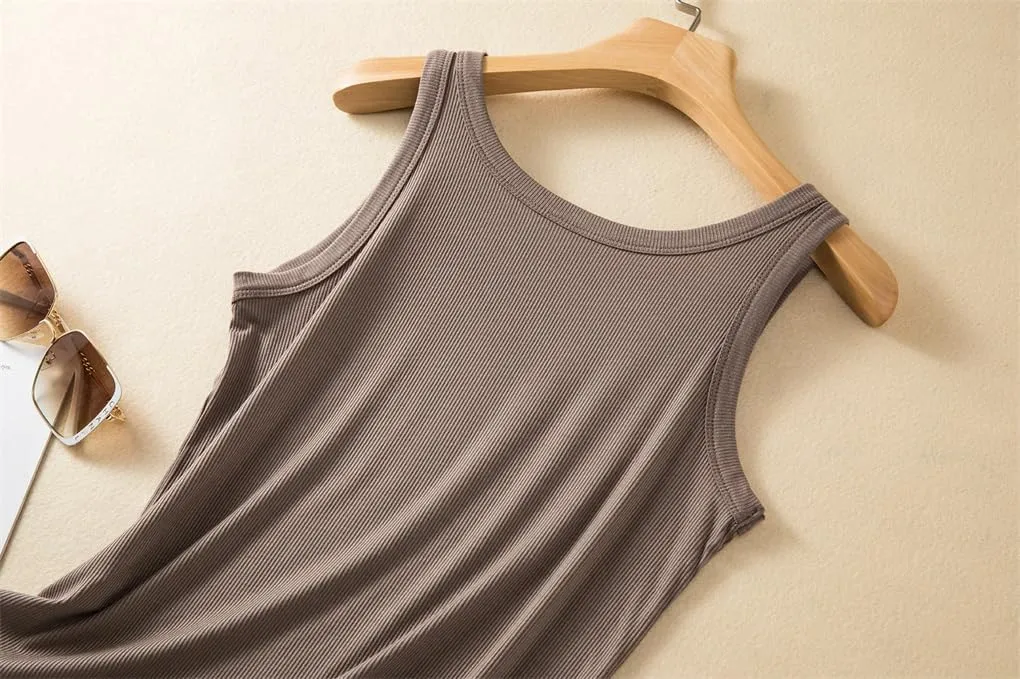 Women's Ribbed Cotton Sleeveless Camisole Top