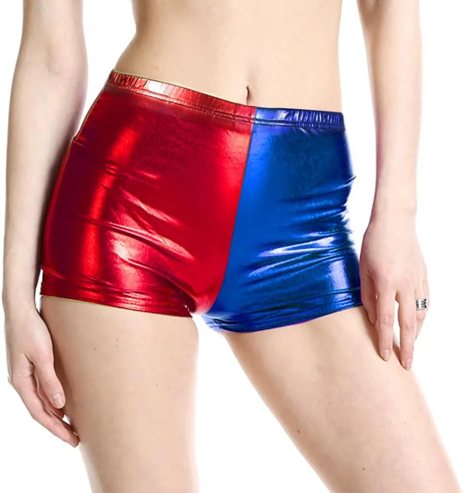 Women's Shiny Dance Shorts Yoga Gym Rave Dance Booty Hot Pants Metallic Shorts