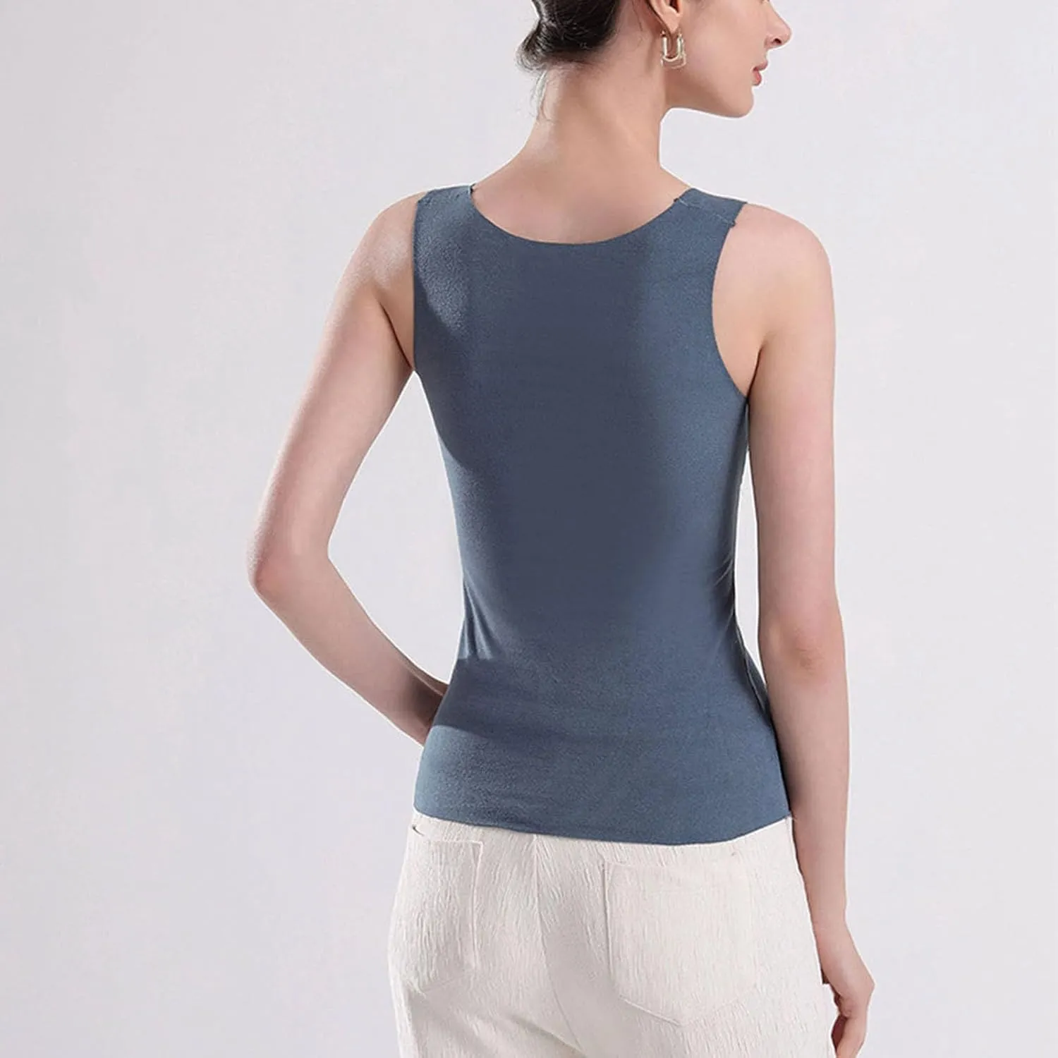 Womens Sleeveless Thermal Tank Tops Comfy Lace Warm Camisole Basic Thin Comfy Underwear Fall Baselayer V Neck Vest