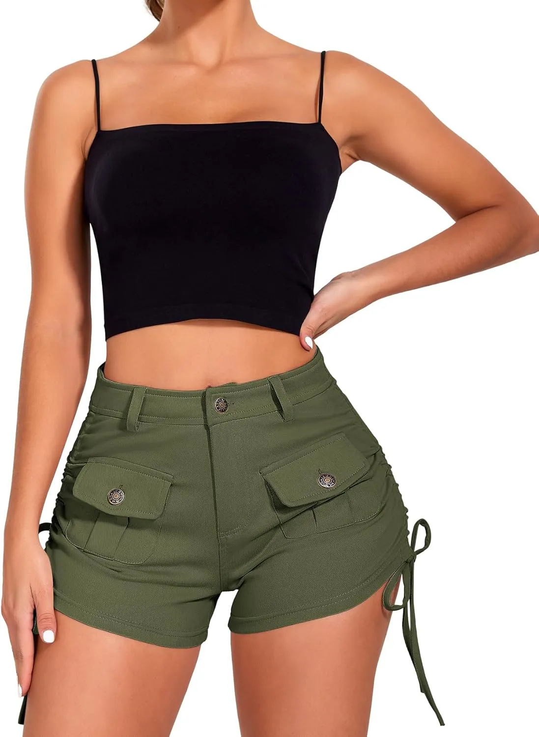 Women's Stretchy Jean Shorts Booty Denim Shorts with Front Pocket Club Night