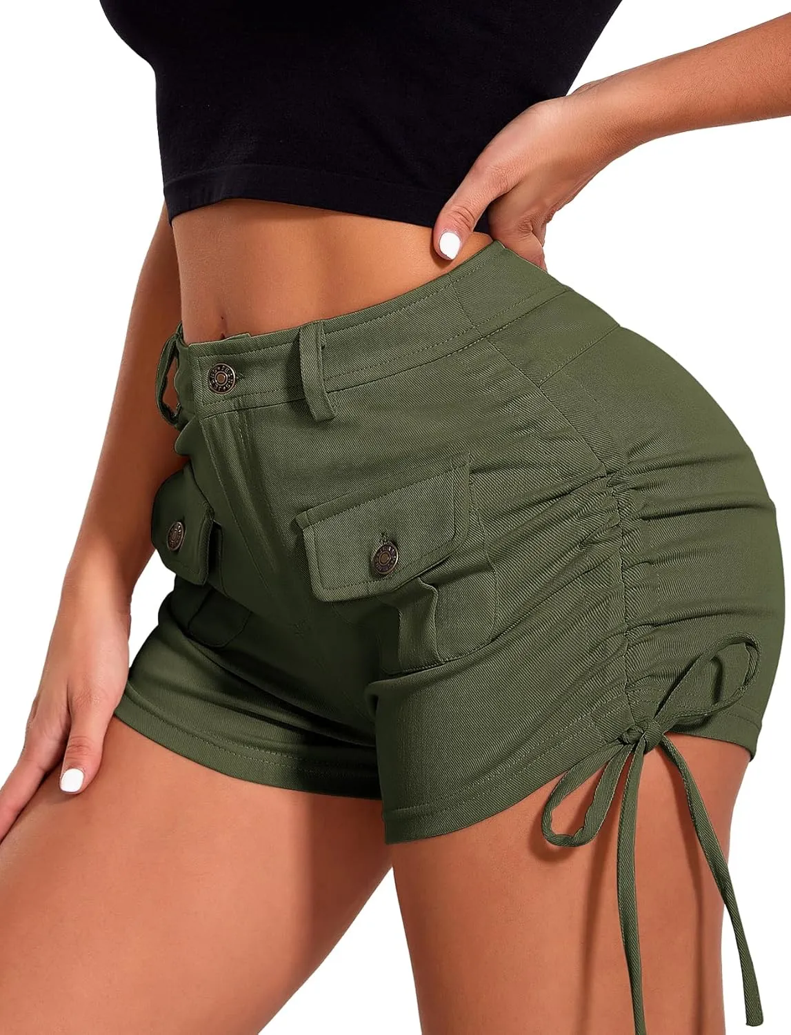 Women's Stretchy Jean Shorts Booty Denim Shorts with Front Pocket Club Night