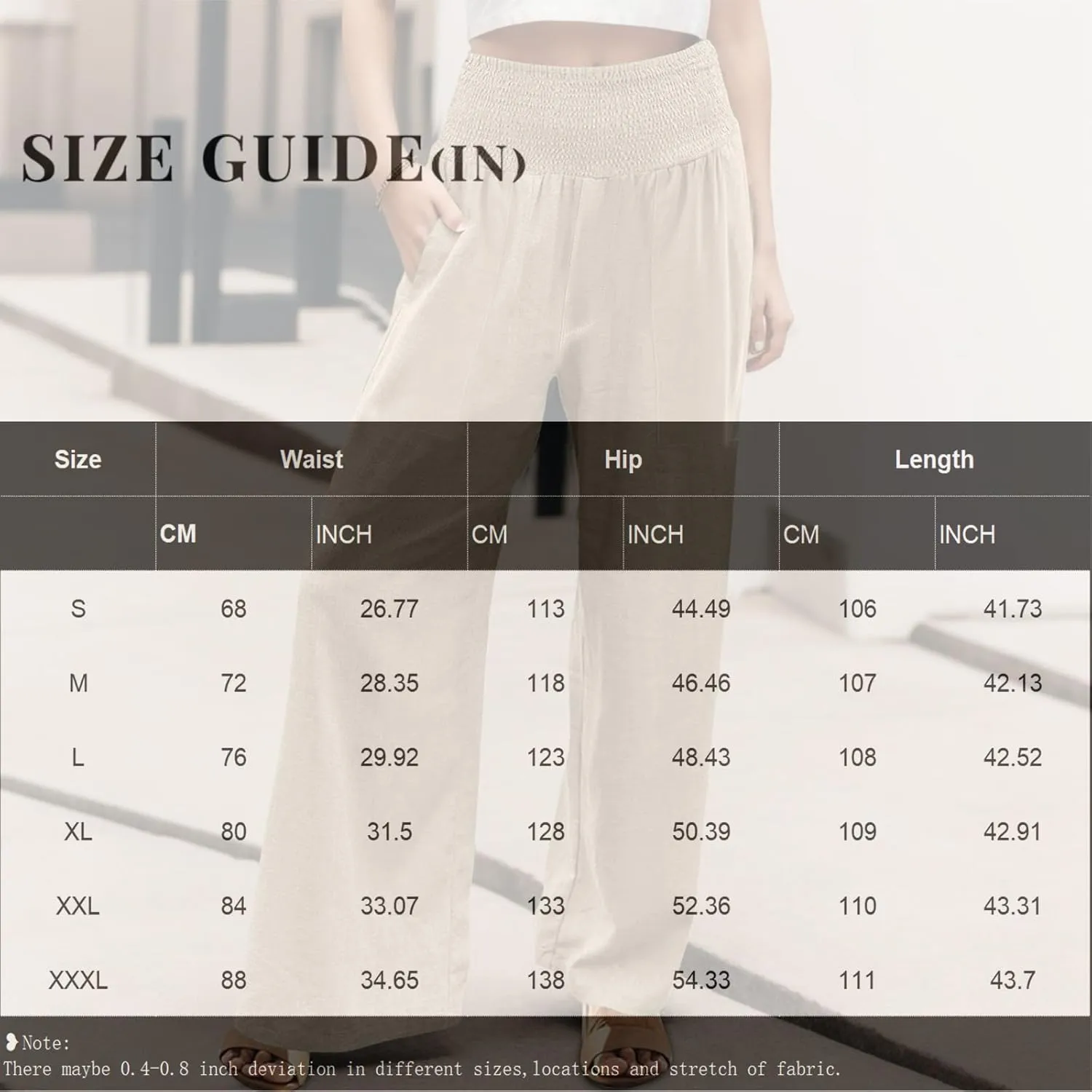 Womens Summer Cotton Linen Palazzo Pants Casual Drawstring Elastic Waist Wide Leg Trousers Beach Vacation Outfits