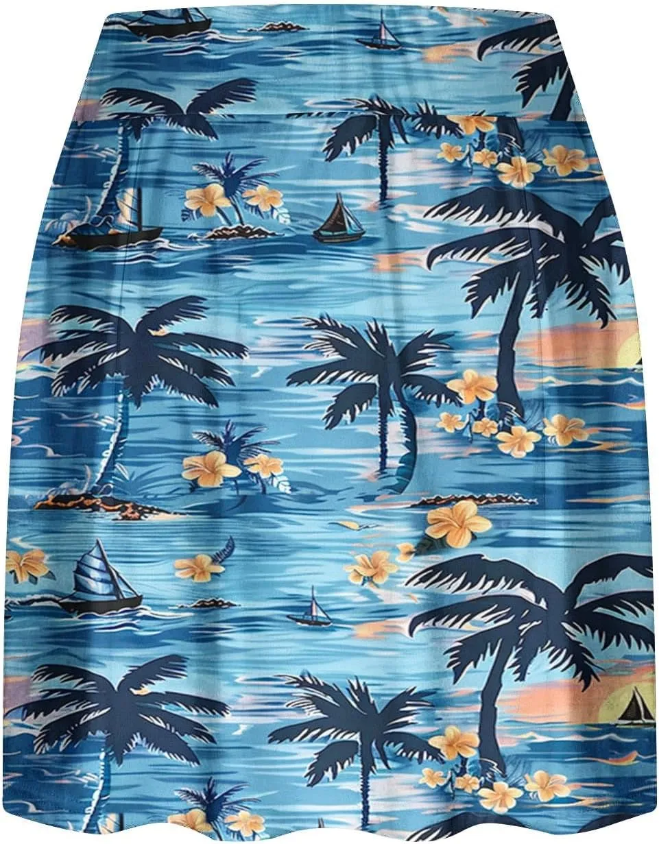 Womens Summer Tennis Skorts with Built in Shorts Workout Golf Athletic Skirts Hawaiian Vacation Floral Print Shorts