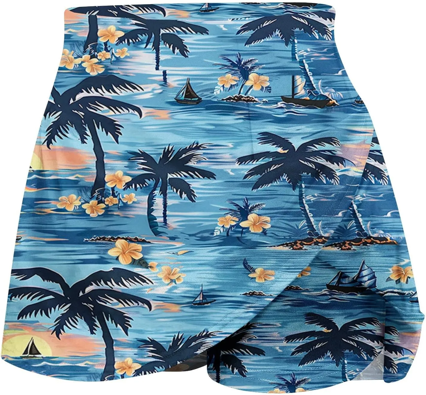 Womens Summer Tennis Skorts with Built in Shorts Workout Golf Athletic Skirts Hawaiian Vacation Floral Print Shorts
