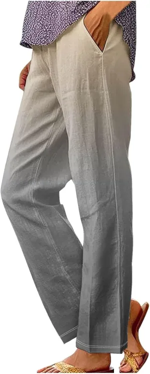 Women's Wide Leg Pants with Pockets Wide Leg Plus Size Capri Pants Lightweight Capri Trousers S 5XL Summer Vacation
