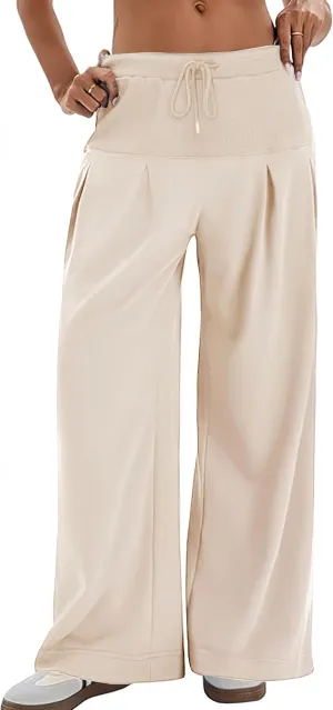 Womens Wide Leg Sweatpants High Waisted Baggy Pants Drawstring Athletic Joggers with Pockets