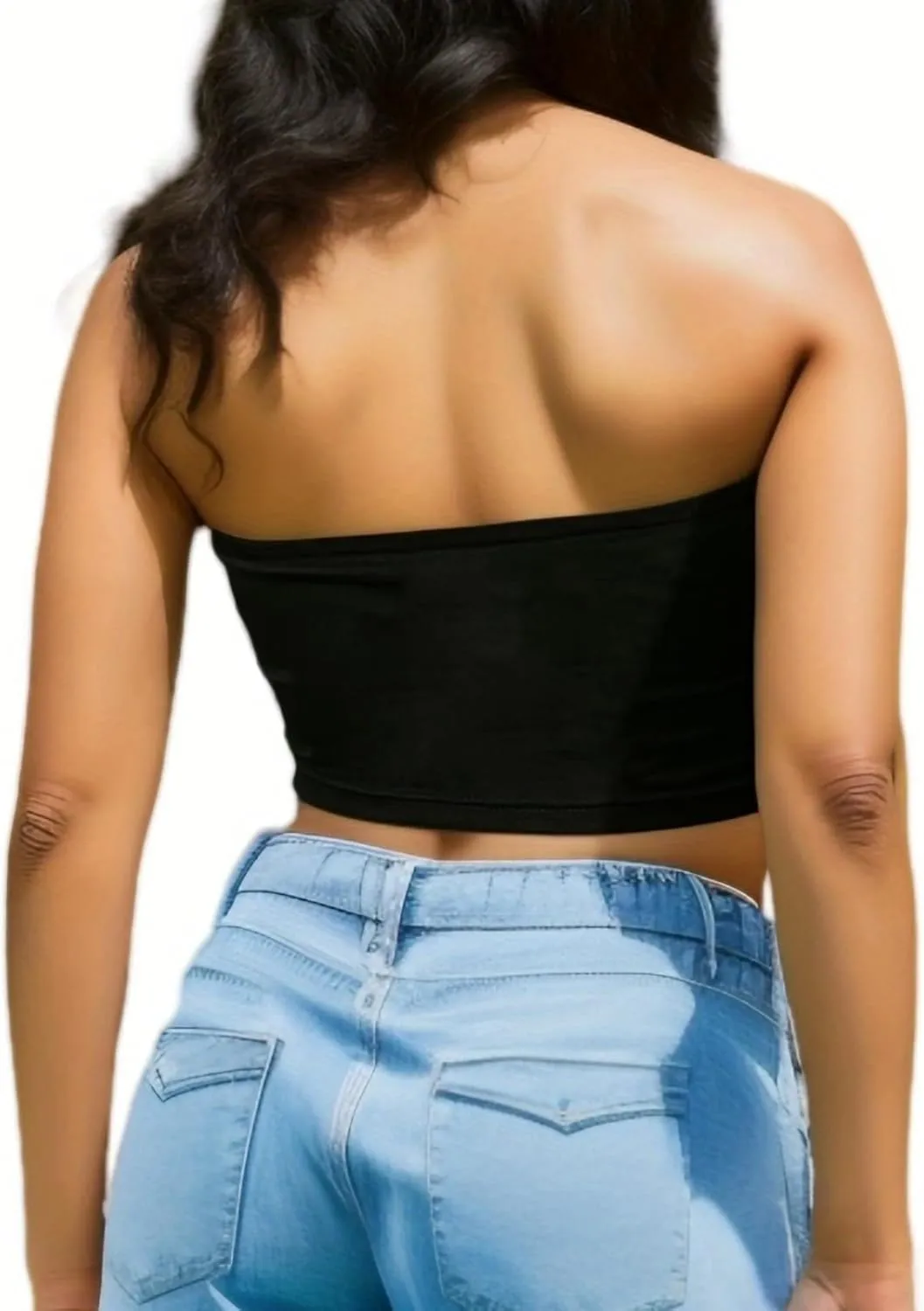 Y2K Graphic Print Strapless Tube Top Off Shoulder Backless Bandeau Tank Goth Harajuku Crop Corset Top Women Aesthetic Clothes