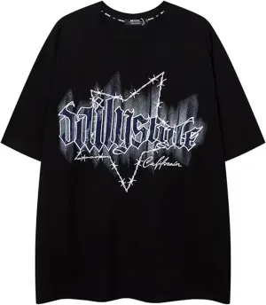 Y2K Shirts Oversized Tshirt for Men Graphic Tee Streetwear Thick Cotton Top