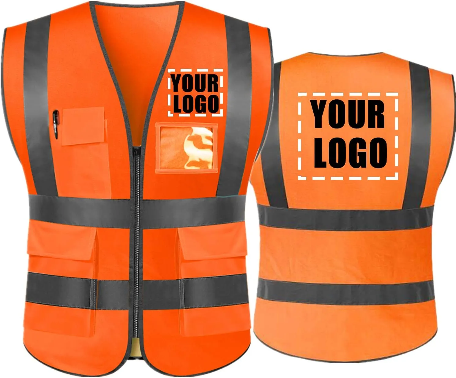 yunzhenbusiness High Visibility Reflective Safety Vest Custom Your Text on Workwear Vest