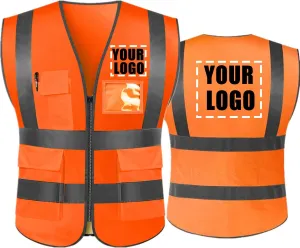 yunzhenbusiness High Visibility Reflective Safety Vest Custom Your Text on Workwear Vest